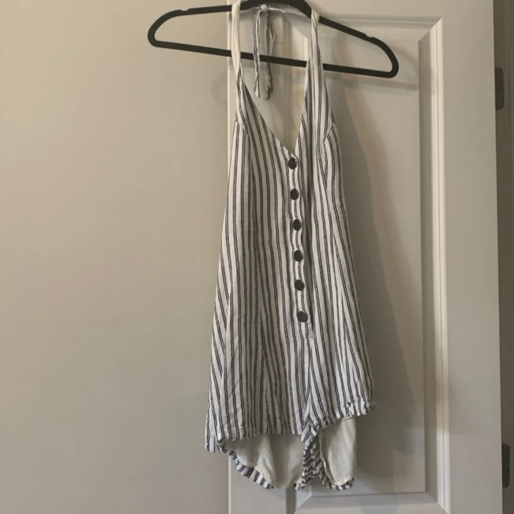 Blue stripe romper